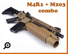 Crosman M4 R1 177 Co2 air rifle with Chimera M203 grenade launcher